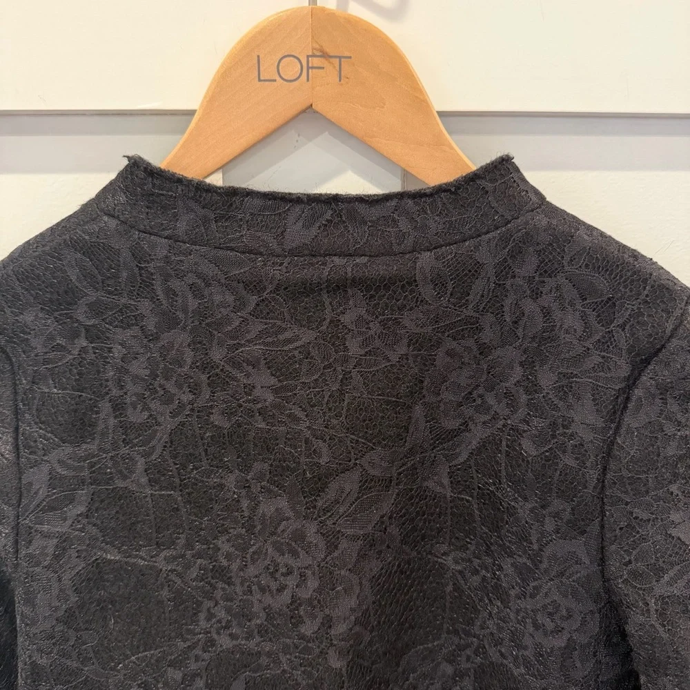 Zara Knit Women's Jacket‎ Black Lace Whimsigoth Open Front Peplum Pockets Small